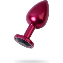 Load image into Gallery viewer, Red Metal Anal Plug w Black Crystal Medium
