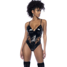 Load image into Gallery viewer, Wet Look Vinyl Bodysuit Black
