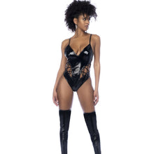 Load image into Gallery viewer, Wet Look Vinyl Bodysuit Black
