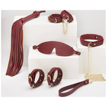 Load image into Gallery viewer, 8 Pc Deluxe Bondage Play Kit Burgundy Gold
