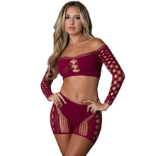 Load image into Gallery viewer, Stella Crop Top And Short Set Burgundy
