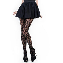 Load image into Gallery viewer, Geo Jacquard Fishnet Tights Black
