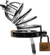 Load image into Gallery viewer, Stainless Steel Chastity Cage With Silicone Urethral Plug
