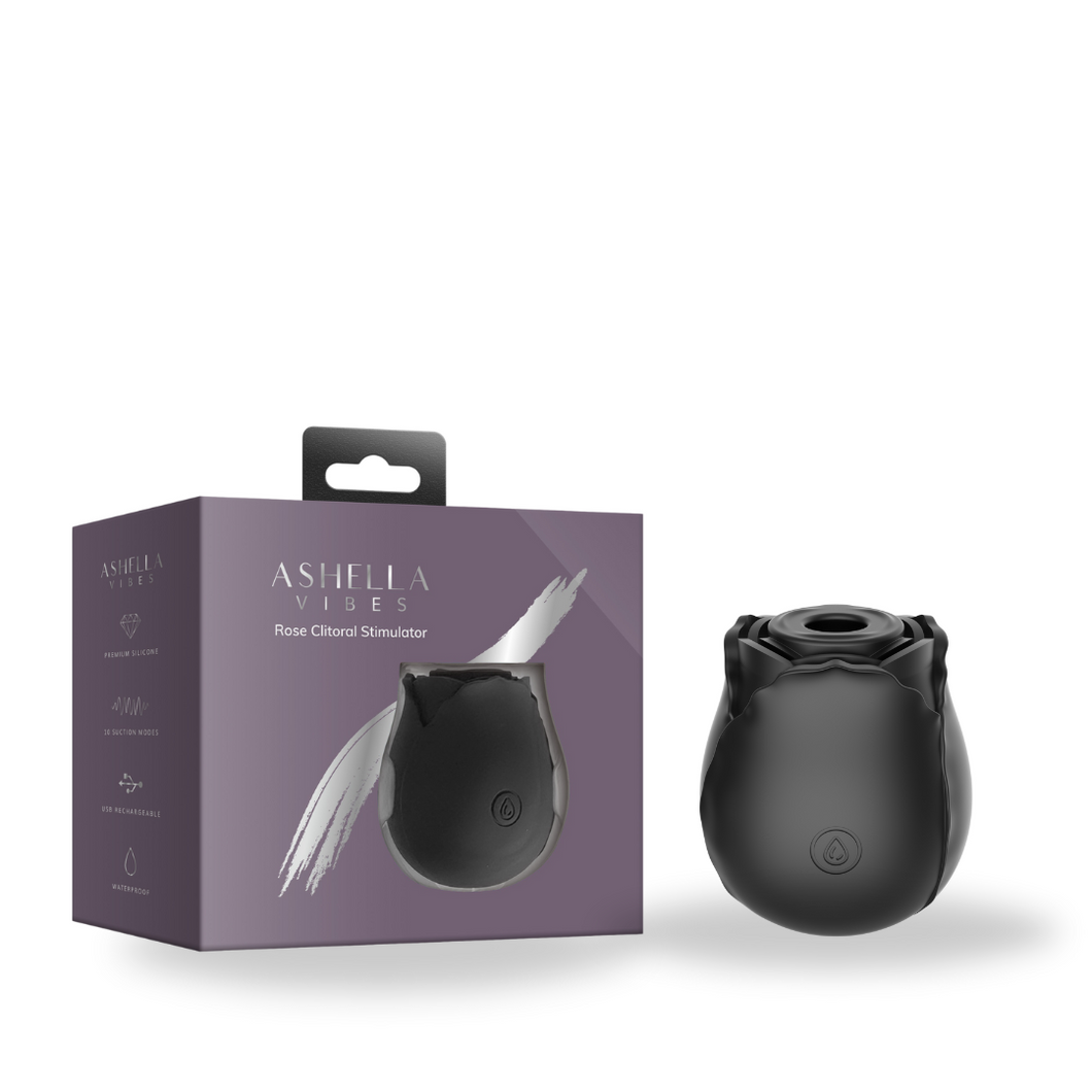 Ashella Vibes Rose Clitoral Stimulator Air Suction Technology Vibrator Black