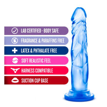 Load image into Gallery viewer, 7.5&quot; Blush B Yours Sweet N Hard 5 Dildo Pink Purple Blue Dong Sex Toy
