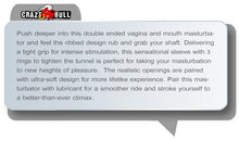 Load image into Gallery viewer, Crazy Bull Nancy Realistic Dual-Entry Mouth &amp; Vagina Masturbator + 3 Rings
