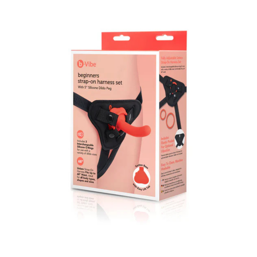B-Vibe BEGINNERS STRAP-ON HARNESS SET WITH 5â€ SILICONE DILDO PEG