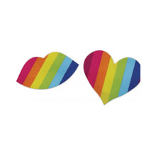 Load image into Gallery viewer, Nipplicious - Rainbow Nipple Pasties - 2Pk. Hearts &amp; Lips Shape
