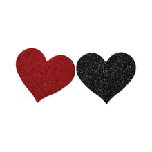 Load image into Gallery viewer, Nipplicious - Heart Shape Pasties - Glitter - 2Pk. Red &amp; Black
