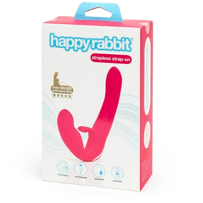 Happy Rabbit Rechargeable Vibrating Strapless Strap On Pink