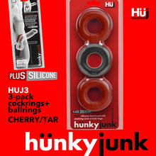 Load image into Gallery viewer, Hunky Junk 3x Cockings Penis Cock Ring HunkyJunk by OxBalls Red/Tar
