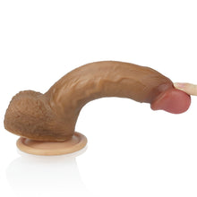 Load image into Gallery viewer, Lovetoy Nature Cock 8.5” Dual Layered Platinum Silicone Dildo Brown

