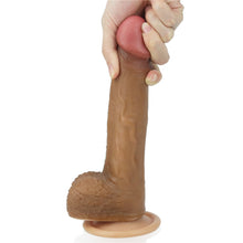 Load image into Gallery viewer, Lovetoy Nature Cock 8.5” Dual Layered Platinum Silicone Dildo Brown
