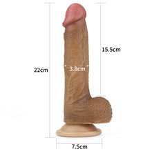 Load image into Gallery viewer, Lovetoy Nature Cock 8.5” Dual Layered Platinum Silicone Dildo Brown
