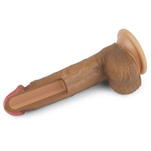 Load image into Gallery viewer, Lovetoy Nature Cock 8.5” Dual Layered Platinum Silicone Dildo Brown
