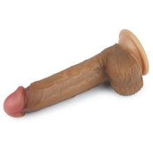Load image into Gallery viewer, Lovetoy Nature Cock 8.5” Dual Layered Platinum Silicone Dildo Brown
