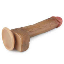Load image into Gallery viewer, Lovetoy Nature Cock 8.5” Dual Layered Platinum Silicone Dildo Brown
