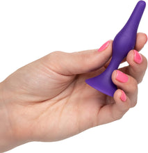 Load image into Gallery viewer, CalExotics Booty Call Starter Silicone Butt Plug Suction Cup Base Purple
