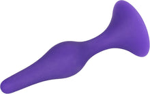 Load image into Gallery viewer, CalExotics Booty Call Starter Silicone Butt Plug Suction Cup Base Purple
