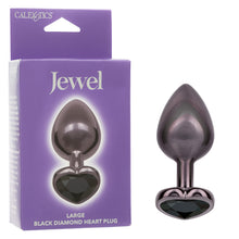 Load image into Gallery viewer, JEWEL LARGE BLACK DIAMOND HEART PLUG
