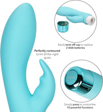 Load image into Gallery viewer, Calexotics Eden Bunny Blue Silicone Rabbit Vibrator
