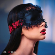 Load image into Gallery viewer, Calexotics Scandal Eye Mask Red &amp; Black Lace Adjustable
