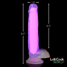 Load image into Gallery viewer, LOLLICOCK 7&quot; GLOW-IN-THE-DARK SILICONE DILDO W/ BALLS PINK
