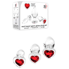 Load image into Gallery viewer, Adam &amp; Eve RED HEART GEM GLASS PLUG SET
