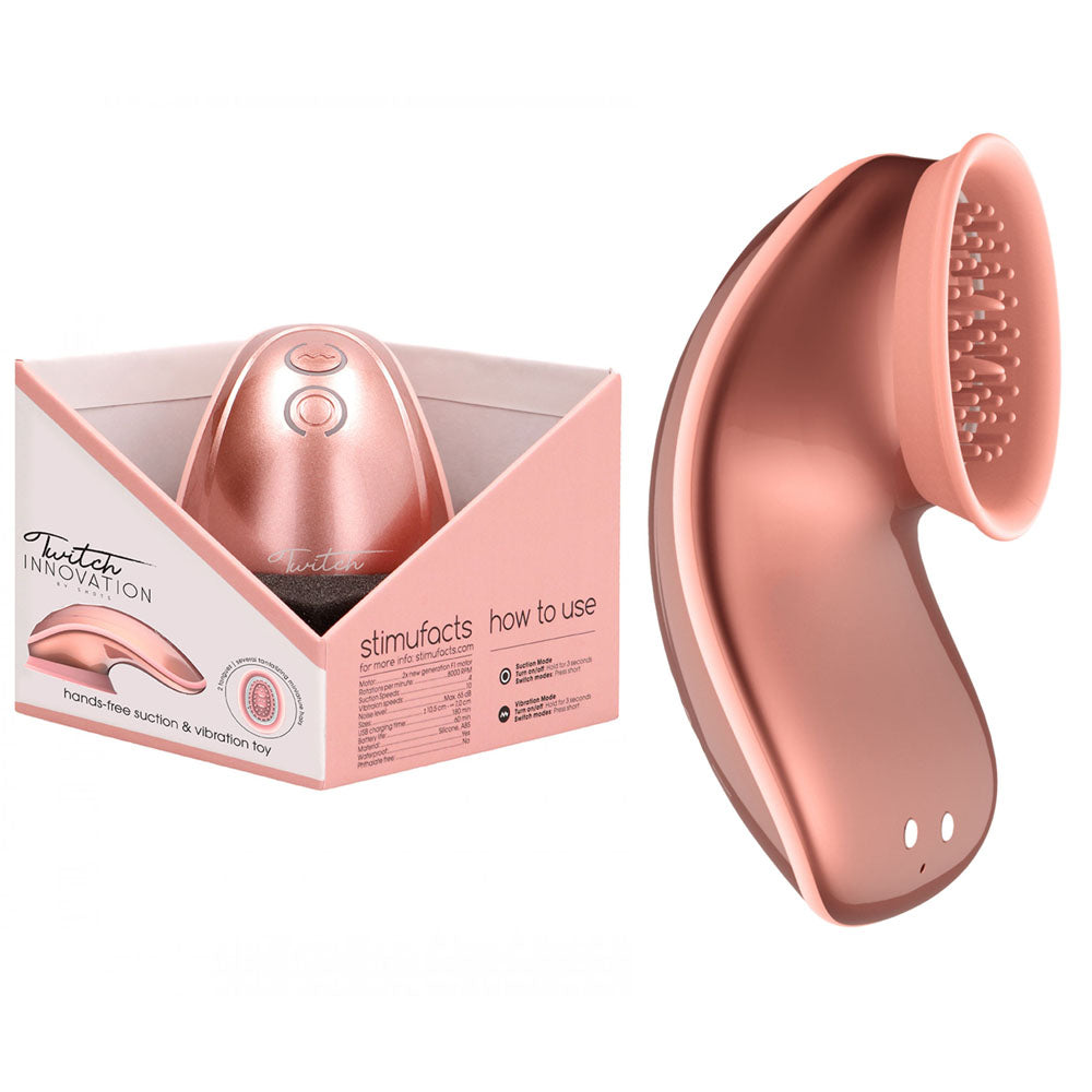 Shots Twitch Hands-Free Suction & Vibration Clitoral Stimulator Rose Gold