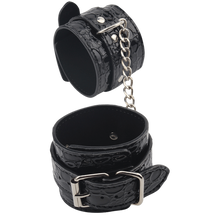 Load image into Gallery viewer, Chisa Be Good Wrist Cuffs Faux Leather Black Handcuffs
