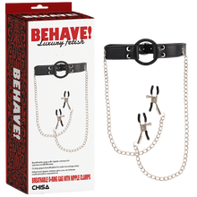 Load image into Gallery viewer, Breathable O-ring Gag with Nipple Clamps
