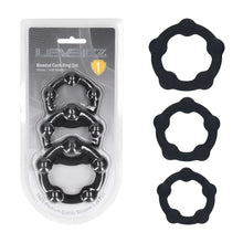 Load image into Gallery viewer, LEVELZ Beaded Silicone Cock Ring Set of 3 - Black
