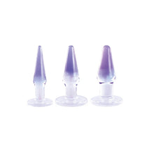 Load image into Gallery viewer, Glitzy Trainer 3 in 1 PVC Anal Plug Kit 4.5" - Transparent

