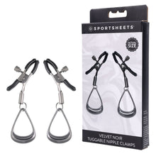 Load image into Gallery viewer, SPORTSHEETS Velvet Noir Tuggable Nipple Clamps
