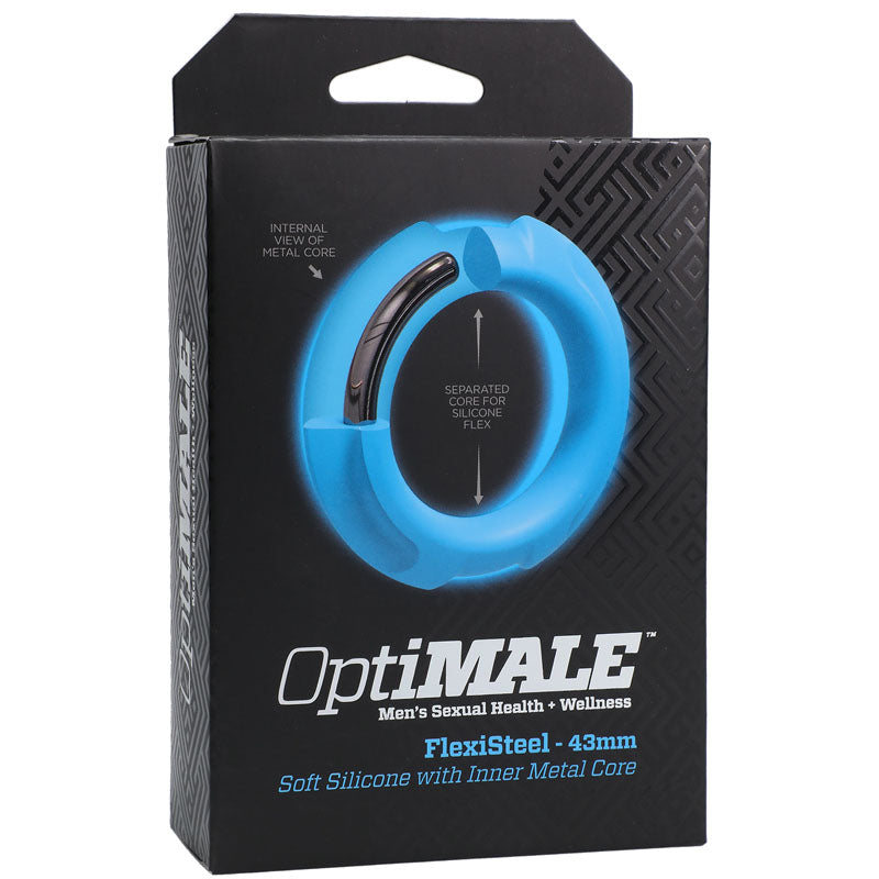 OptiMALE FlexiSteel Cock Ring - Black 43mm