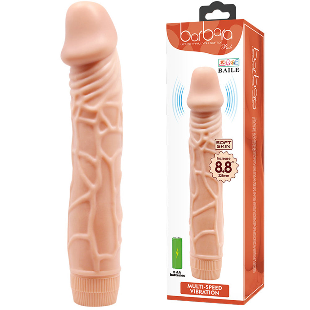 BAILE Realistic 8.8’’ Veined Multi-speed Vibrating G Spot Dildo