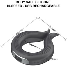 Load image into Gallery viewer, Bebuzzed Ulysses Vibrating Cock Ring USB Rechargeable Silicone Couples Penis Ring
