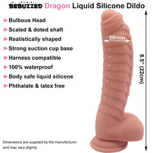 Load image into Gallery viewer, Bebuzzed Dragon 8.5&quot; Scaled Ribbed Dildo Liquid Silicone Flesh
