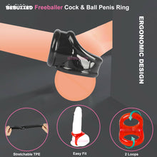 Load image into Gallery viewer, Freeballer 2-Loop Cock Ring Couples Cocksling Erection Aid Sling Couples Sex Toy
