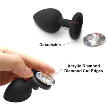 Load image into Gallery viewer, Jewel Anal Plug Butt Crystal Gem Stud Tear Drop Silicone Plugs
