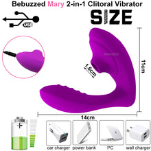 Load image into Gallery viewer, Bebuzzed Mary 2 in 1 Clitoral Sucking Vibrator Clit Stimulator Dildo
