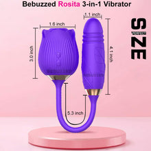 Load image into Gallery viewer, Rose Clitoral Stimulator Dual Motor Vibrator Thrusting Dildo Clit Sucker
