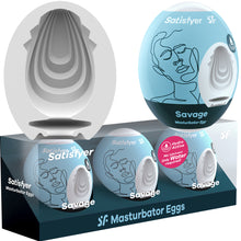Load image into Gallery viewer, Satisfyer Masturbator Eggs - Savage 3 Pack Male 3D Stroker

