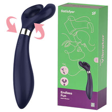 Load image into Gallery viewer, Satisfyer Endless Fun Couples Vibrator Rechargeable Blue
