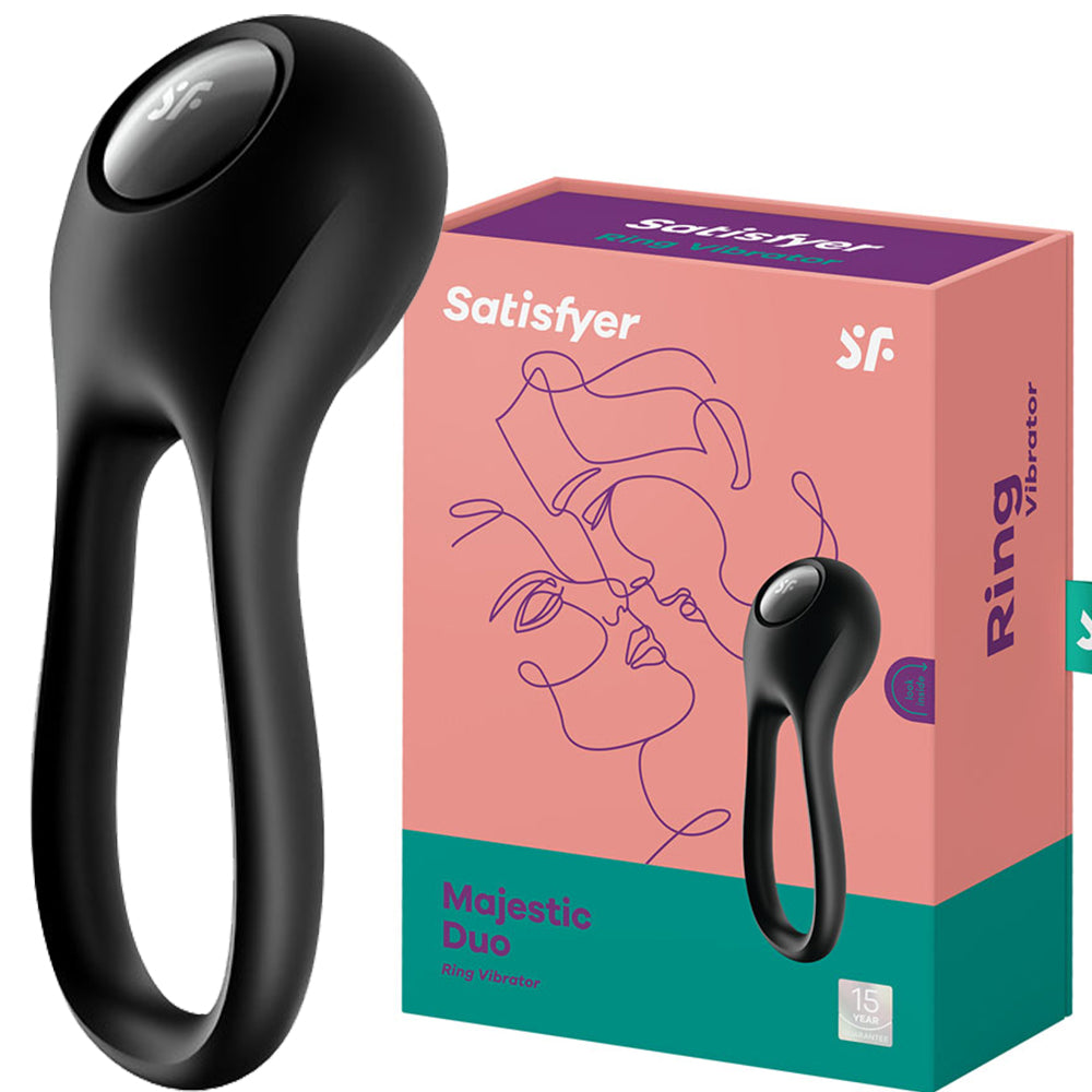 Satisfyer Majestic Duo Vibrating Cock Balls Ring Cocksling USB Couples Sex Toy