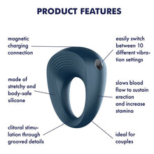 Load image into Gallery viewer, Satisfyer Power Cock Ring Vibrating Couples Penis Delay Ejaculation Aid USB
