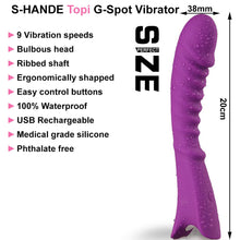 Load image into Gallery viewer, S-Hande TOPI Luxury G-Spot Vibrator Ribbed Rechargeable Vibrating Dildo Sex Toy
