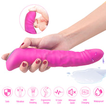 Load image into Gallery viewer, Kings Veined Rotating G Spot Vibrator Realistic Silicone Dildo Rechargeable
