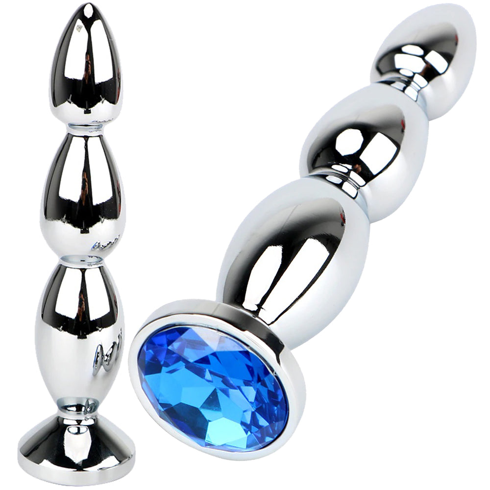 Lulu Anal Stud Plug Jewel Butt Stainless Steel Metal Crystal Large BDSM Sex Toy