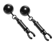 Load image into Gallery viewer, Black Bomber Nipple Clamps With Ball Weights
